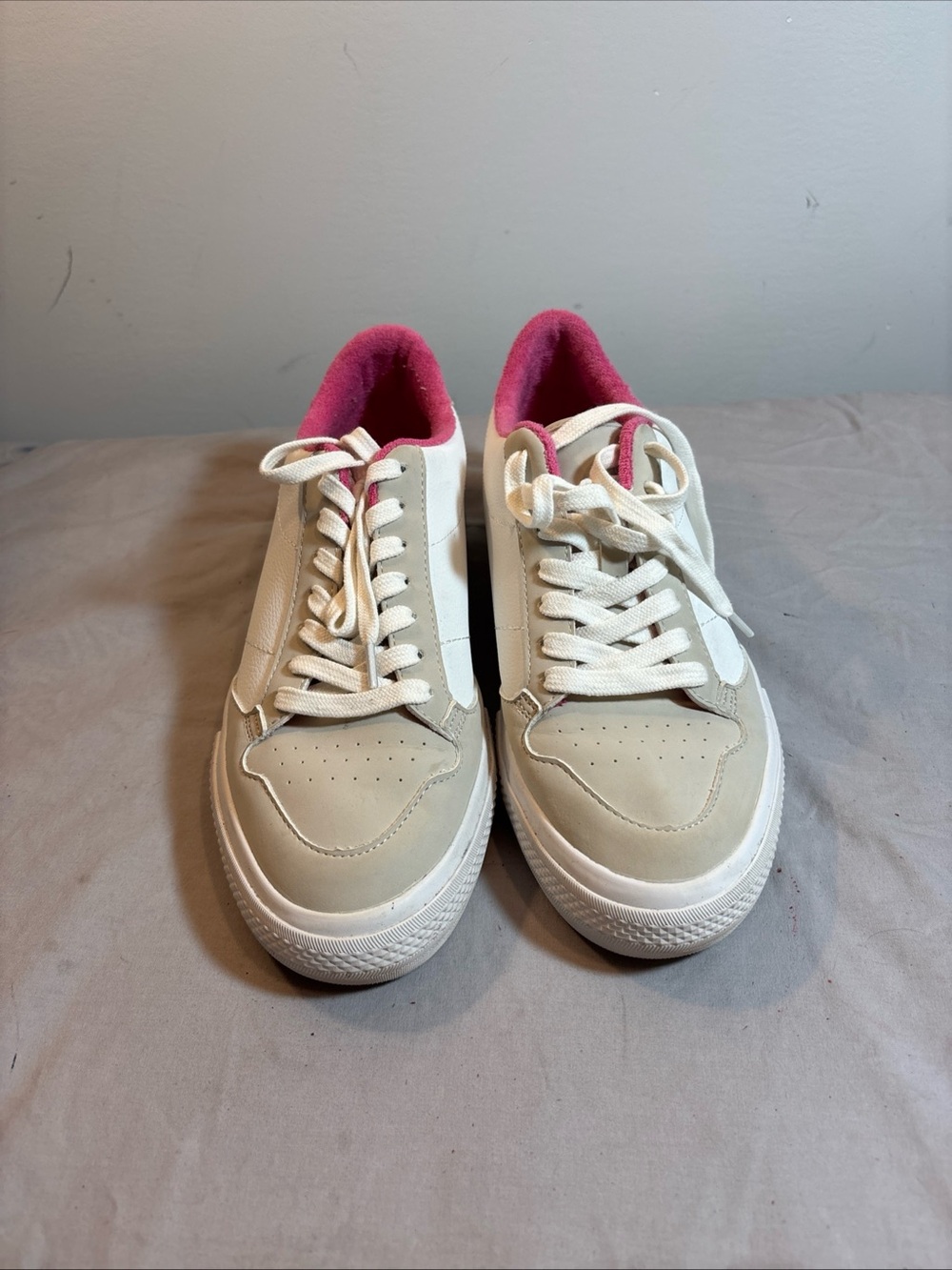 Kelly & Katie Cream Sneakers with Pink Lining
